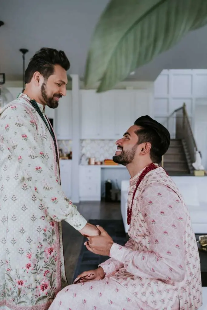 Amit (left) and Aditya sharing a special moment in their elegant townhome